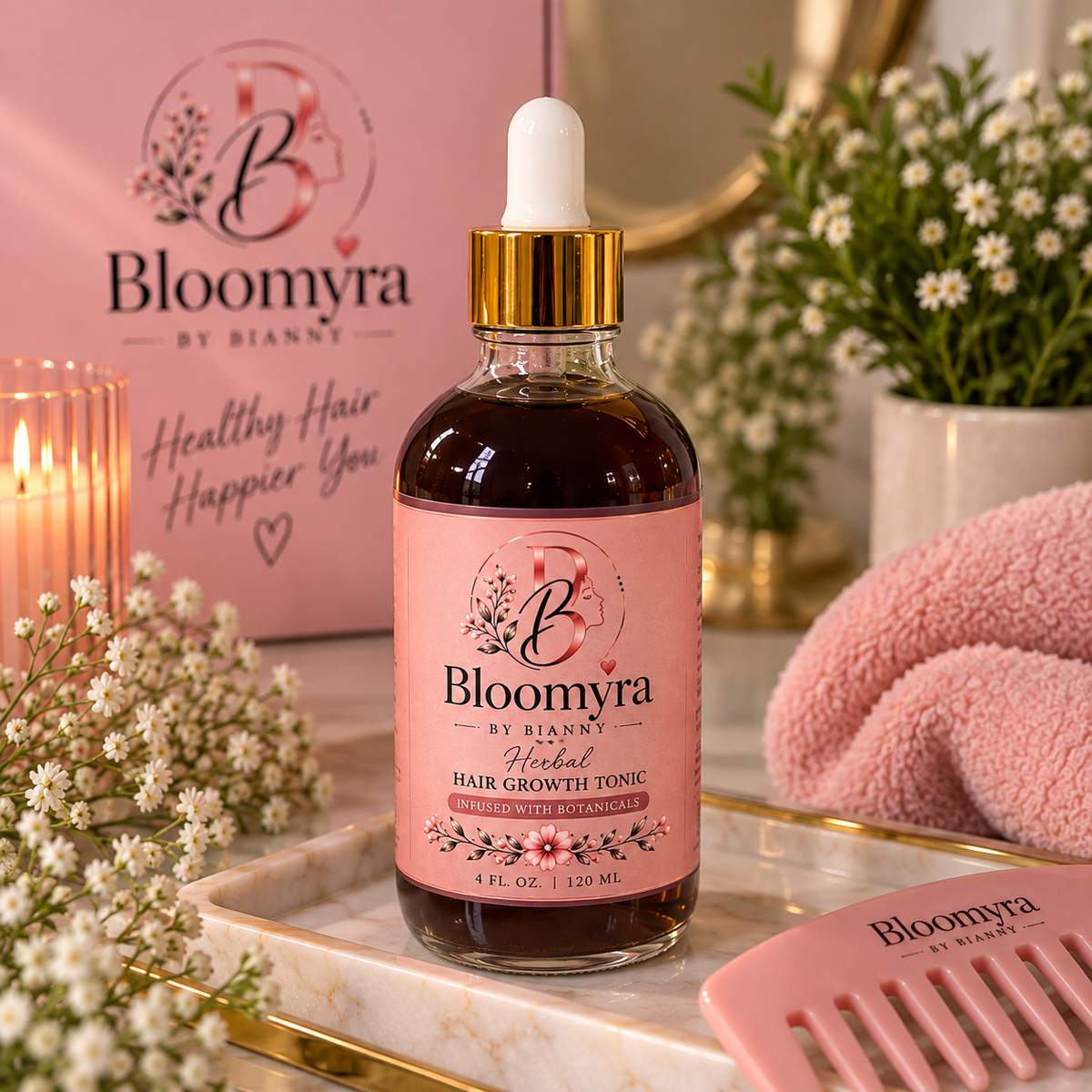 Bloomyra Hair Growth & Hair Fall Support Duo – Scalp Tonic + Botanical Hair Oil