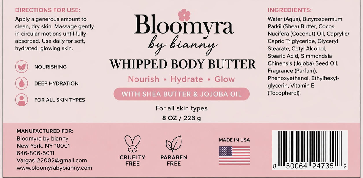 Bloomyra Body Butter 8oz – Hidratación Profunda y Duradera