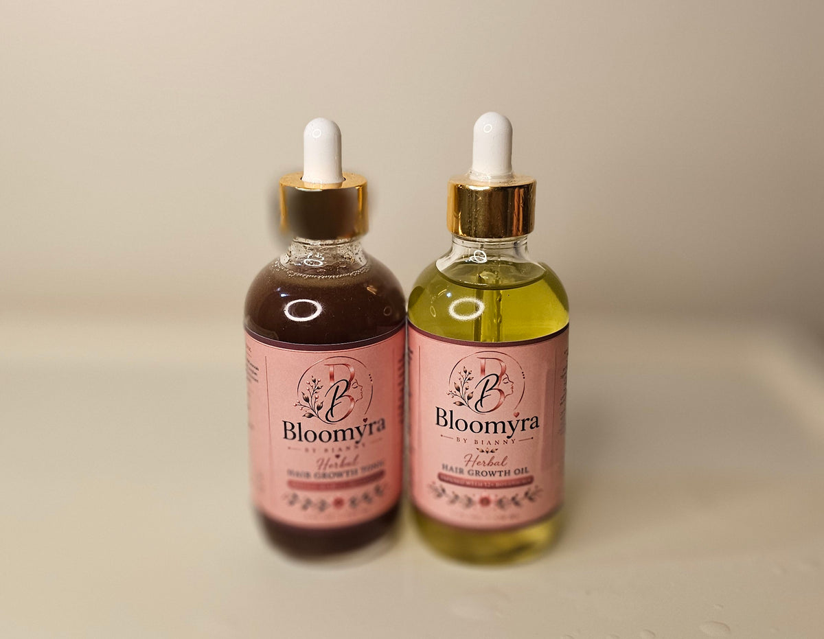 Bloomyra Hair Growth & Hair Fall Support Duo – Scalp Tonic + Botanical Hair Oil